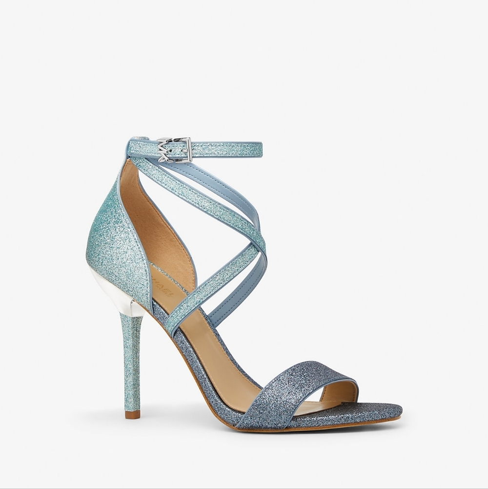 Michael Kors Blue Silver Glitter Heels - 9 - NWT Prom Mermaidcore